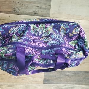 Purple Batik Leaves rolling duffle / carry on
